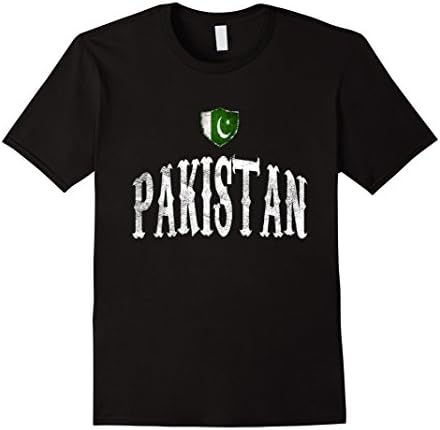 Mens Vintage Pakistan Flag T-shirt Pakistani Pride Soccer Sports XL Black