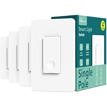Smart Light Switch, Treatlife 2.4Ghz Smart Switch Wi-Fi Light Switch, Neutral Wire Required, Works with Alexa and Google Assistant, Single-Pole, Schedule, Remote Control, ETL Listed, 4 PACK