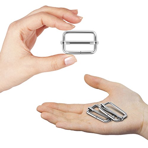 Alcoon 30 Pieces Slide Buckle 1 inch Metal Triglide Slides Rectangle Adjustable Webbing Slider for Purse Making Bag Making Suspenders Making DIY Accessories Silver