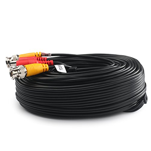 Postta BNC Video Power Cable (2 Pack 60 Feet) Pre-Made All-in-One Video Security Camera Cable Wire with Four Connectors for CCTV DVR Surveillance System