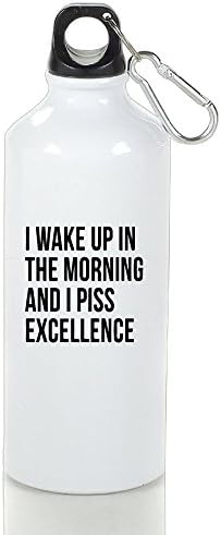 HanSmallT I Piss Excellence Cool Sports White Drink Bottle Aluminum With Carabiner