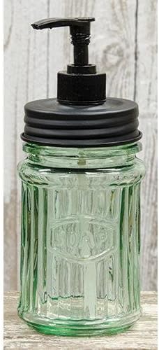 Amazon アメリカの緑のハートガラスソープディスペンサー ソープ シャンプー用ディスペンサー ホーム キッチン オンライン通販