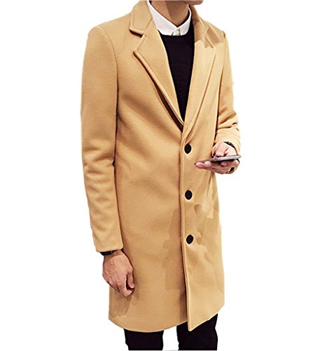 OUYE Men s Single Breasted Casual Long Trench Coat 5X-Large Khaki