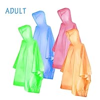 FishOaky Rain Poncho for adults & kids Disposable Rain Poncho Lightweight waterproof Raincoat for Men Women Plastic Clear Rain Gear for Outdoor Hiking Camping,4 Pack