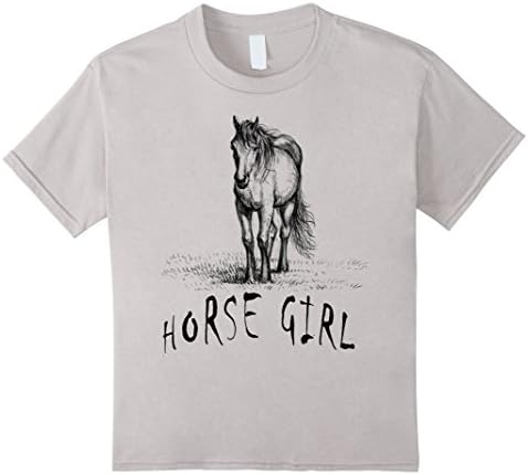 Kids Horse Girl t shirt Horseback Riding Lovers Shirts 12 Silver