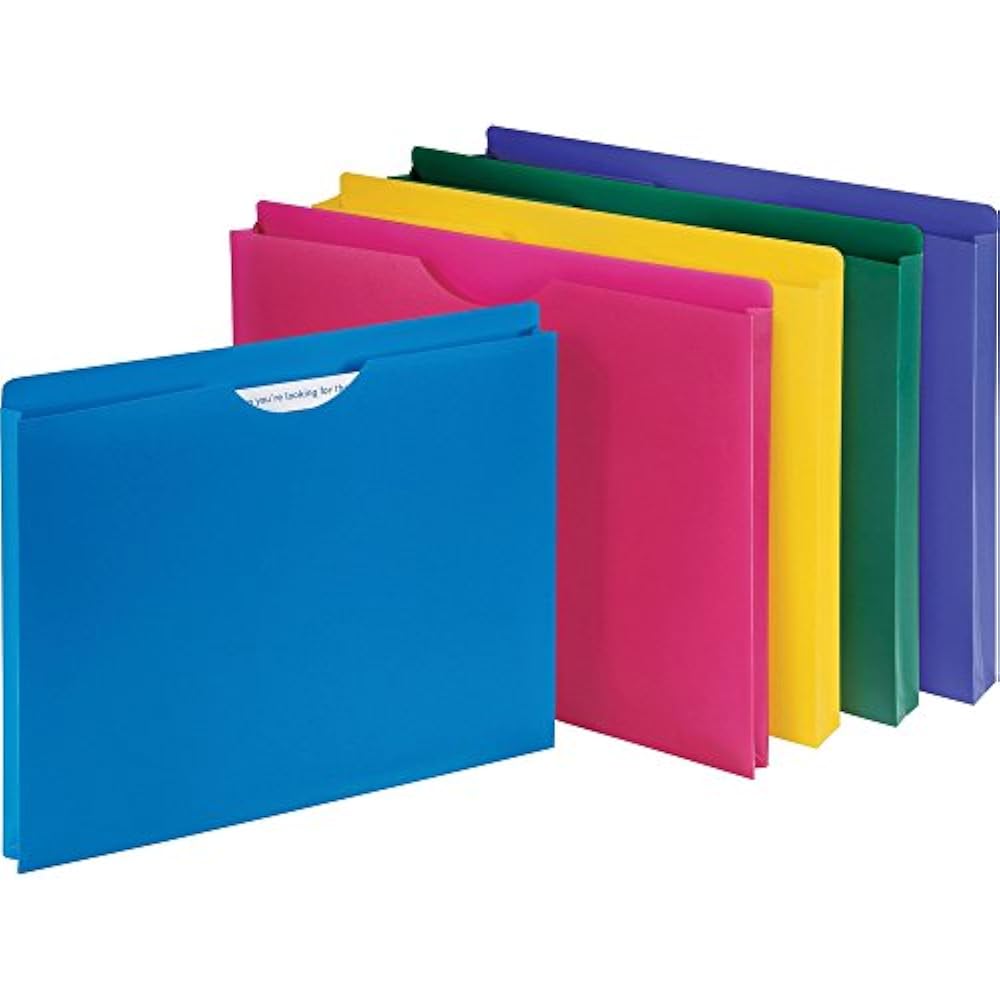 Poly File Jacket Folder, Letter 1" Expanding Jacket, 10Pack, Assorted