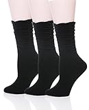 Dosoni Women's Fall Winter Slouch Knit Socks - Pack of 3 (Black)