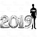 40 Inch 2019 Giant Jumbo Helium Foil Mylar Balloons for Graduation Party (Premium Quality), Glossy Silver, 4 Number Balloons 2 0 1 9