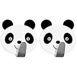 Tatkraft PANDA Self Adhesive Hooks for Towels and Coats, Stainless Steel, Set of 2 PCS, Panda Decor