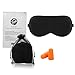 Natural Silk Sleep Mask Super-Smooth Soft Sleeping Eye Mask with Adjustable Strap (Black)