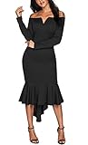 Happy Sailed Women Off Shoulder High Low Bodycon Cocktail Party Knee Lengh Dresses