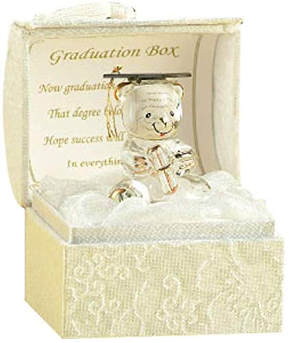 Congratulations Graduation Gift Box Ornaments With Crystal Glass Figurine and Memorable Poem, Perfect Present for University, College, and School Graduates. Special Packaging (Teddy Bear)