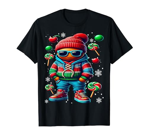 Hip Hop Gingerbread Man X-Mas Funny Christmas Mens Boys T-Shirt