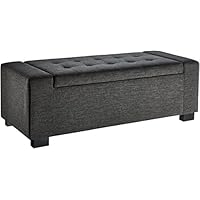 First Hill Calida Rectangular Storage Ottoman Bench with Fabric Upholstery, Large - Anchor Grey