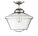 Aeiniweraabbcc XGATML Trade Winds Lighting TW60051PN 1-Light Transitional Schoolhouse Semi-Flush Mount Ceiling Light with Clear Glass, 100 Watts, in Polished Nickel