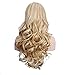 Women's 2 Tones Ombre Wig Mixed Color Bleach Blonde & Strawberry Blonde Big Wave Curl Long Natural Wavy Synthetic Hair Fabulous Curly Wigs (Bleach Blonde & Strawberry Blonde)
