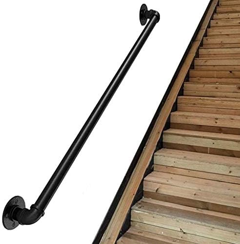 手すり 1フィート フィート手すり コンプリートキット 階段 大幅にプライスダウン Size 屋内と屋外の鉄水パイプデザイン階段手すり バニスターレールサポートのためのマットブラックの工業用手すり ft