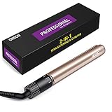 ONSON Professional Hair Straightener, 1'' 2 in 1 Ceramic Tourmaline Ionic Flat Iron for All Hair Styling, with Rotating Adjustable Temperature and Salon High Heat (255°F-450°F)