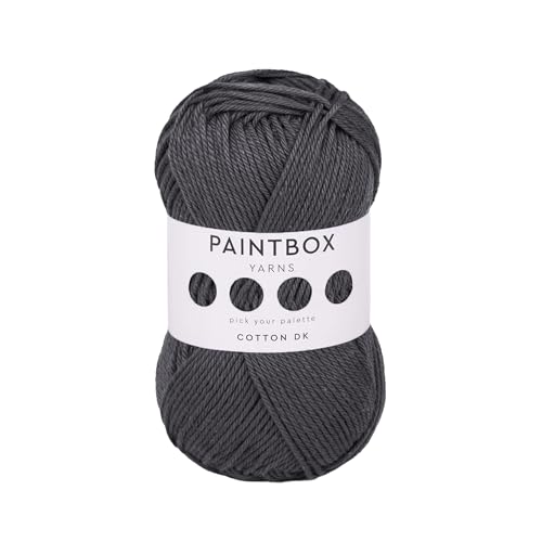 Paintbox Yarns 100% Cotton DK Yarn 1.76oz (50g), 137 Yards (125m) - Granite Grey Wool for Crochet, Knitting - Soft, Lightweight Double Knit Yarn for Clothes