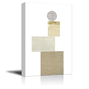 Canvas Wall Art - Simple Squares and Circle - Gallery Wrap Modern Home Art | Ready to Hang - 12x18 inches