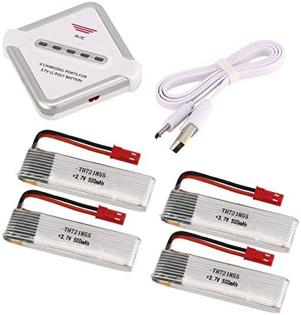 PromitionA 4PCS 3.7V 500mAh Li-po Battery with 4 in 1 Charger for Wltoys V966 V977 BAYANGTOYS X20 H37 RC Drone Quadcopter Aircraft