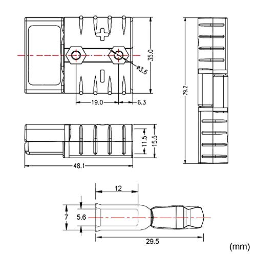 Boao 6 Sets 6-10 Gauge Battery Quick Connector 50A 12-36V Battery Quick Connect Disconnect Battery Quick Wire Harness Plug Kit Battery Quick Connector Disconnect Plug for Motor Winch Trailer (Red) - Image 3