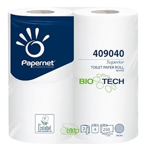 Bio Tech toiletpapier, 2-laags, 250 vellen, verpakking van 12 rollen