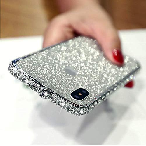 Luxury iPhone Case with Crystals Rhinestone Bling Metal Frame Bumper Sparkle Jeweled Frame+Flash Diamond Bumper Case Compatible with iPhone 8 Plus, X/XS, XR, XS Max (iPhone Xs Max)