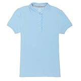 French Toast Girls' Little Short Sleeve Stretch Ruffle Polo, Light Blue, S (6/6X)