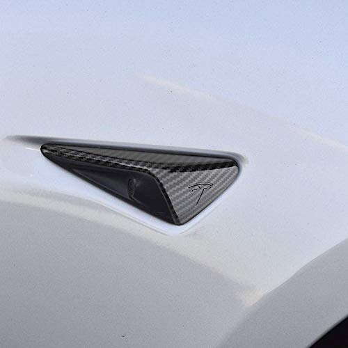 CoolKo Car Front Side Signal Turn Lamp Cover Trim Exterior Decoration Compatible with Model X, S, 3 [ 2 Pieces - Carbon Fiber Pattern ] - Thumbnail 3