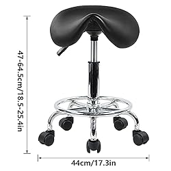 KKTONER Saddle Stool with Foot Rest PU Leather