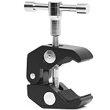 Super Clamp Camera Clamp w/ 1/4"-20 and 3/8"-16 Thread for Cameras, Lights, Umbrellas, Hooks, Shelves, Plate Glass, Cross Bars,Photo Accessories and More