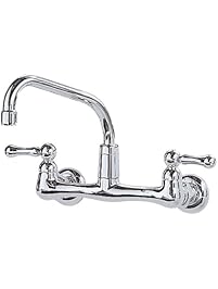 American Standard 7298.152.002 Heritage Wall-Mount 8-Inch Swivel Spout Kitchen Faucet with Metal Lever Handles, Chrome