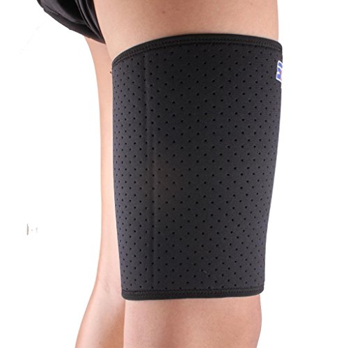 Sports Badminton Elastic Stretchy Thigh Brace Support Wrap Band - Black