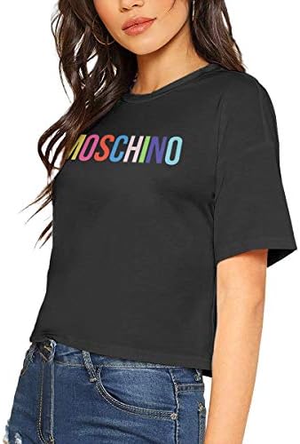 Moschino Sexy Exposed Navel Female T-Shirt Bare Midriff Crop Top T Shirts