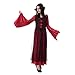 Girls Vampire Costume Outfit, Gothic Princess Robe/Victorian Queen Fancy Dress Up, Bloodsucker Velour Gown for Halloween Party