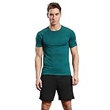 Mens Fitted Soft Lightweight Short Sleeve Crew Neck T-shirt Tee Green L