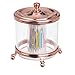 InterDesign York Lyra Vanity Cotton Swab Holder Canister Clear, Rose Gold