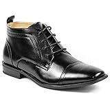 Ferro Aldo MFA-806005A Black Mens Lace up Perforated Dress Ankle Boots Shoes w/ Leather Lining