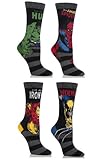 SockShop Kid's 4 Pair Marvel Comics Mix Hulk, Spiderman, Ironman & Wolverine Socks