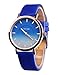 Women Rainbow Watches COOKI Clearance Female Watches on Sale Lady Watches Cheap Watches Leather Watch-H15 (Blue White)