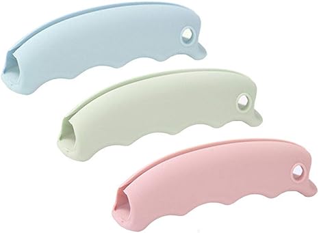 Amazon Co Jp Vanly ショッピングバッググリップ 3色セット ビニール袋グリップ バッググリップハンドルカバー 手に持ち手が食い込みを防ぐ ピンク グリーン ブルー ホーム キッチン