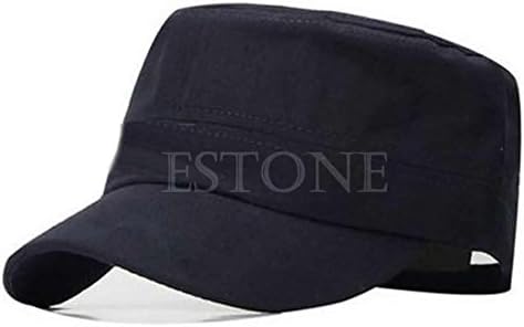New Adjustable Cadet Style Cotton Cap Hat Classic Plain Vintage Army Military (Blue)
