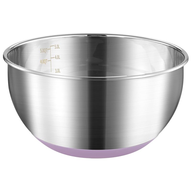 FAB4HOME Large Stainless Steel Mixing Bowl With Nonslip Silicone Bottom - Metal Kitchen Bowl for Baking, Cooking, Salad - Dishwasher Safe, 28cm