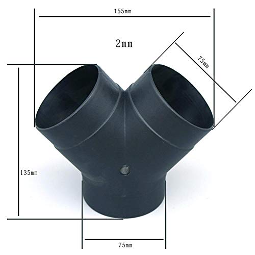 Rosymity 75mm Heater Pipe Duct Warm Air Y Outlet,Made by ABS Materials/120 Degrees Not Deformed/Fit for Webasto, Eberspaecher and Another Air Parking Heater.