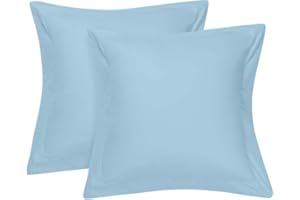 Cotton Delight 100% Natural Cotton Euro Pillow Shams Set of 2 - Light Blue, 28x28, Premium 600TC