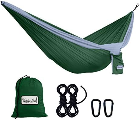 WilderNest Camping Co. Evergreen Double Camping Hammock (Green/Grey)