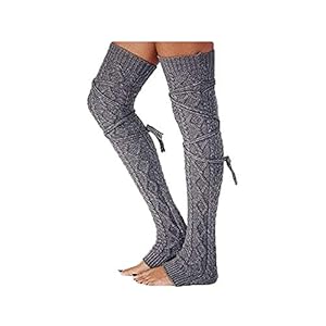 jsadfojas Vrouwen Wol Kousen Gebreide Lange Boot Sokken Over De Knie Casual Warme Winter Kousen Beenwarmers