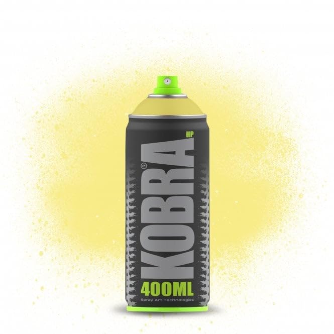 KOBRA HP High Pressure Spray Paint 400ml Can – Professional Grade 100% Acrylic Formula with Matte Finish for Graffiti, Street Art, Crafts & Multi-Surface Use (100 Yellow)