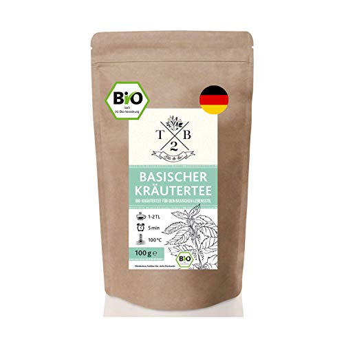 Basischer Kräutertee in Bio-Qualität zur basischen Ernährung mit Brennnessel, 100g (Ca. 40 Tassen) â Tea2Be by Sarenius